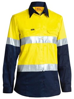 BISLEY WOMENS TAPED HI VIS COOL LIGHTWEIGHTED DRILL SHIRT